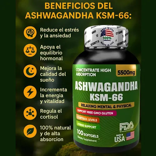 ASHWAGANDHA ORIGINAL KSM-66 5500mg x100 SOFTGELS