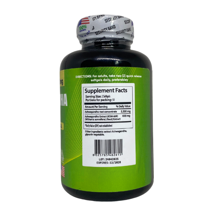 ASHWAGANDHA ORIGINAL KSM-66 5500mg x100 SOFTGELS