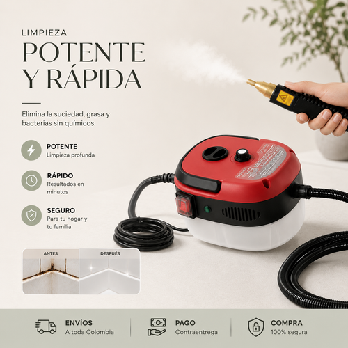 Limpiador a Vapor Portátil Multi-usos — Desinfección y Limpieza Profunda