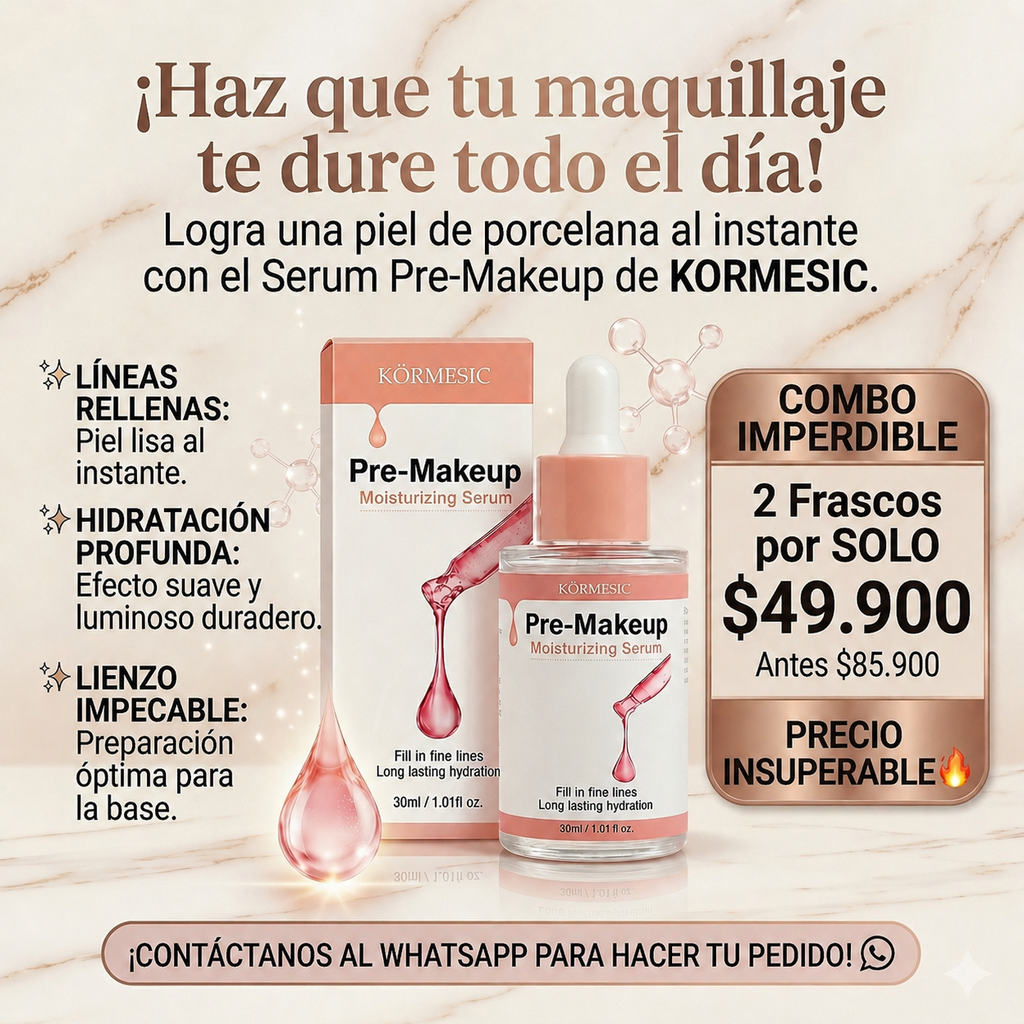 SERUM HIDRATANTE PRE MAQUILLAJE KORMESIC x 2 Unidades🏷️